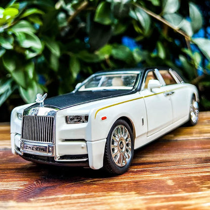 RELOSTA Alloy Die Cast Metal Car 1:24 Scale Model Phantom Alloy Diecast Metal Car with Light Sound Openable Door Pullback Toy Car for Kids Best Gifts Toys for Boys