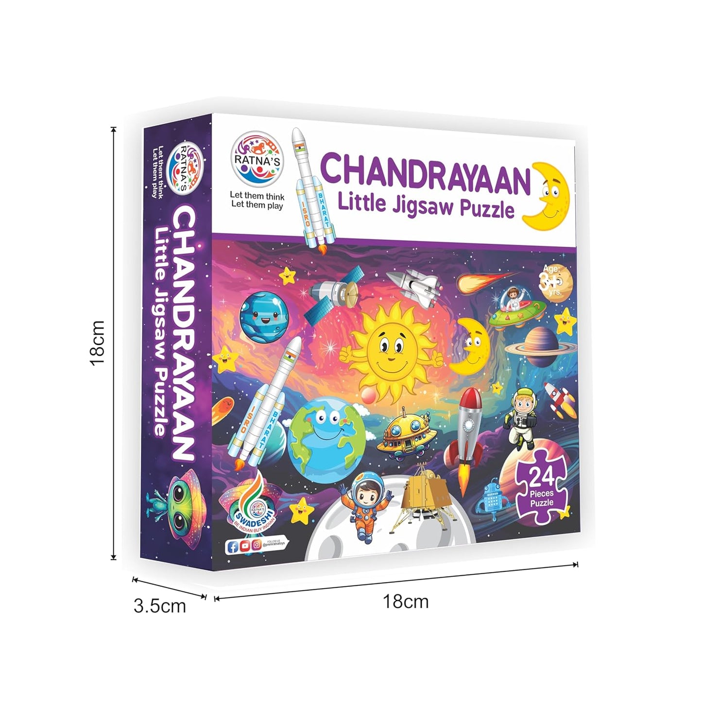 RELOSTA Chandrayaan Little Jigsaw Puzzle 24 pcs for Kids 3+ Years (Puzzle Size 36 cm X 23.5 cm)