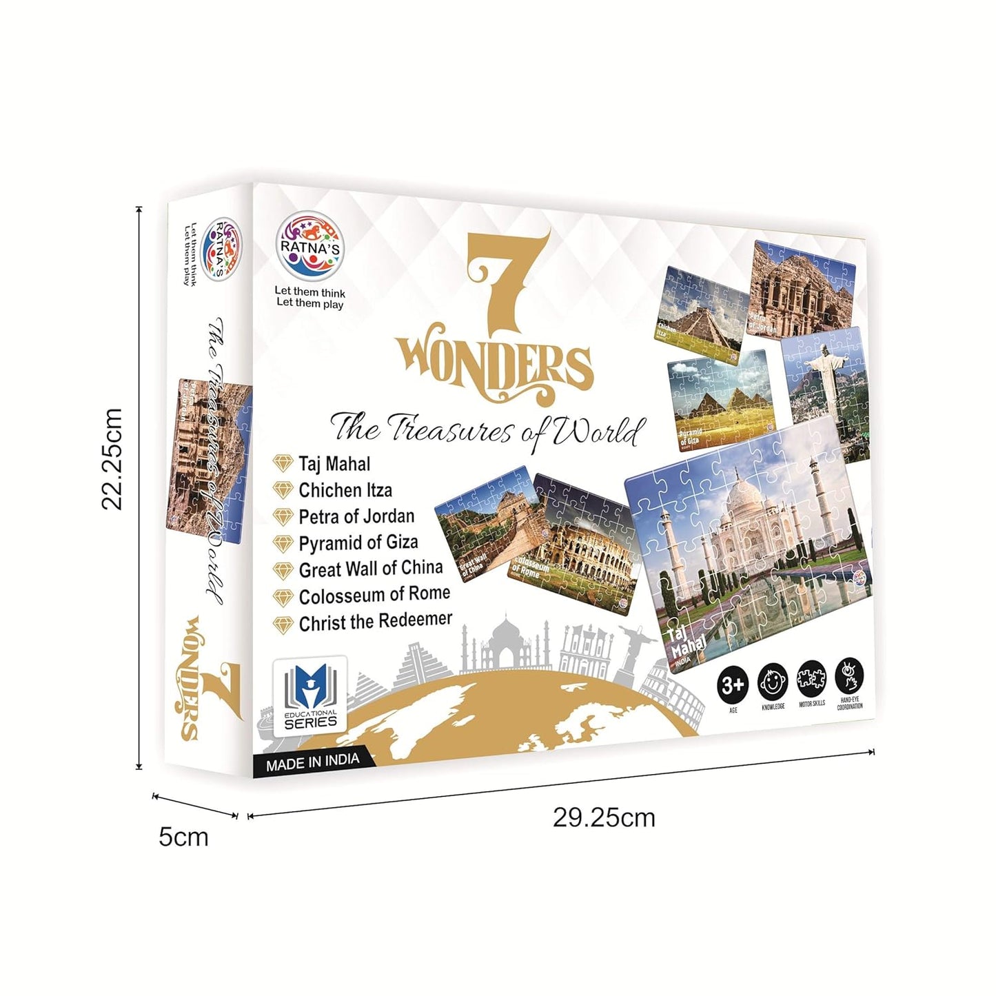 RELOSTA 7 Wonders of The World Jigsaw Puzzle. 7 Different Jigsaw Puzzles Included in The Pack with an Information Guide Inside