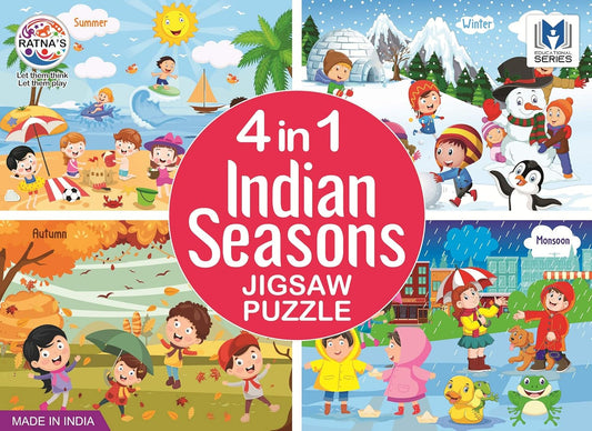 RELOSTA 4 in 1 Indian Seasons Jigsaw Puzzle for Kids - Set of 4 | 35-Piece Puzzles | Educational Toy for Cognitive Development | Vibrant Colors | Puzzle Guide Included | Ages 3 and Up