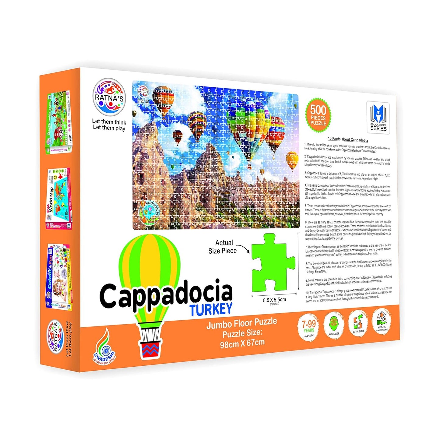 RELOSTA Cappadocia Turkey 500 Pieces Jumbo Floor Jigsaw Puzzle (Size: 98 cm * 67 cm)- Multi Color