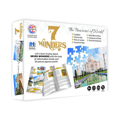 RELOSTA 7 Wonders of The World Jigsaw Puzzle. 7 Different Jigsaw Puzzles Included in The Pack with an Information Guide Inside