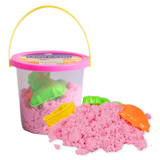 RELOSTA Mini Sand 200g Pink Color for Kids with Assorted Moulds - Kinetic Sand Kit Activity Toys, Soft Sand Clay Toys for Boys & Girls