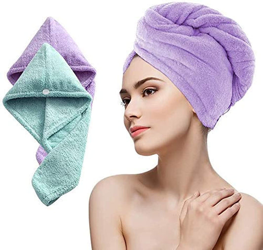 RELOSTA  Hair Towel Wrap Absorbent Towel Hair-Drying Bathrobe Magic Hair Warp Towel Super Quick-Drying Microfiber 500 GSM Bath Towel Hair Dry Cap Salon Towel (Multicolor)