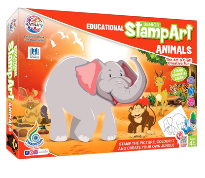 RELOSTA Educational Art & Craft Stamp Art Animal Big with 12 Different Animal Stamps for Kids Ages 3+