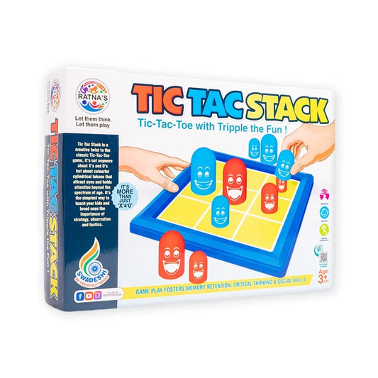 RELOSTA Tic Tac Stack Mind Challenging Strategy Family Board Game for Kids & Adults