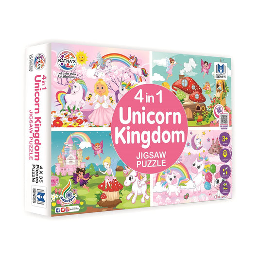 RELOSTA 4 in 1 Unicorn Kingdom Jigsaw Puzzle for Kids|A Perfect Jigsaw Puzzle for Little Hands|4 * 35 Pieces Jigsaw Puzzle