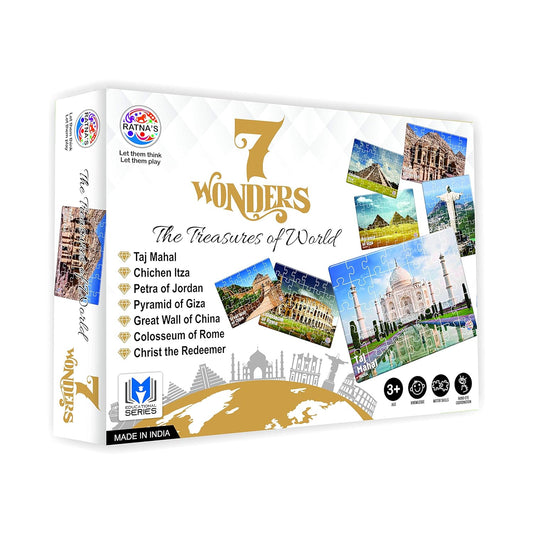 RELOSTA 7 Wonders of The World Jigsaw Puzzle. 7 Different Jigsaw Puzzles Included in The Pack with an Information Guide Inside